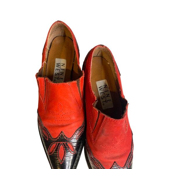 Size 6 Nine West Womens Vintage 1990s Booties Red Suede Leather - Picture 7 of 9